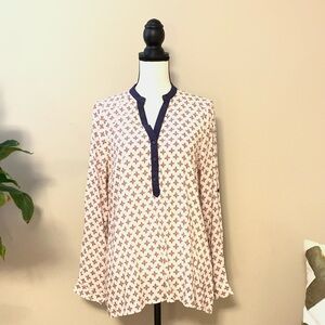 Kori Navy and Red Patterned Blouse sz m nwt B55